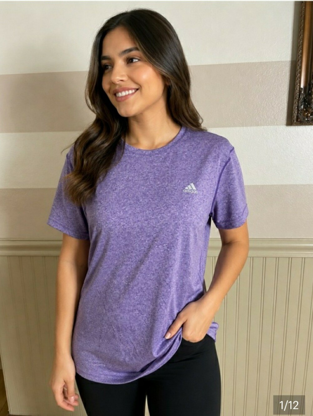 Adidas Climalite Purple Short Sleeve Sport Top Tee Size XL